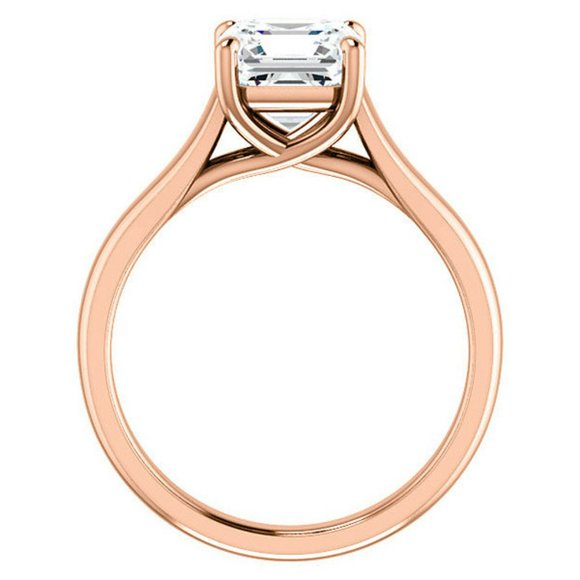 2.0Ct-7.5mm Trellis Solitaire Asscher Cut Moissanite Engagement Ring - Picture 12 of 15